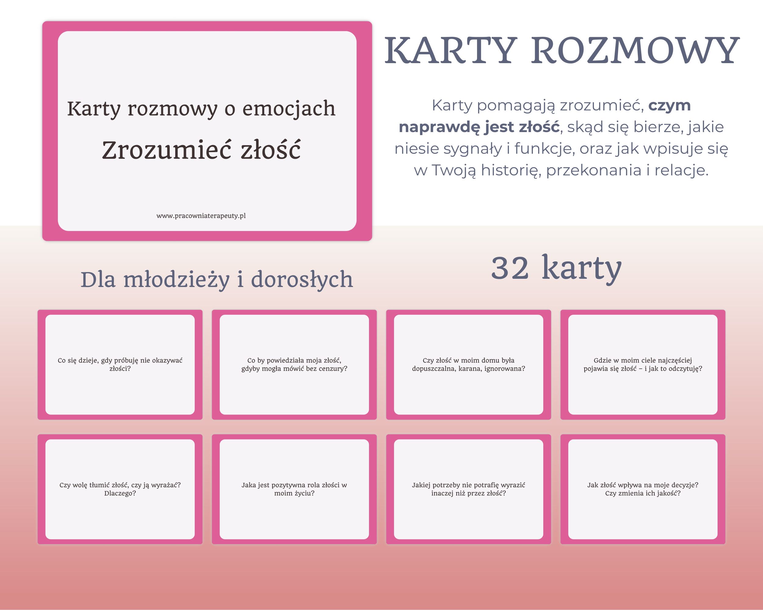 Karty rozmowy o emocjach: Zrozumieć Złość