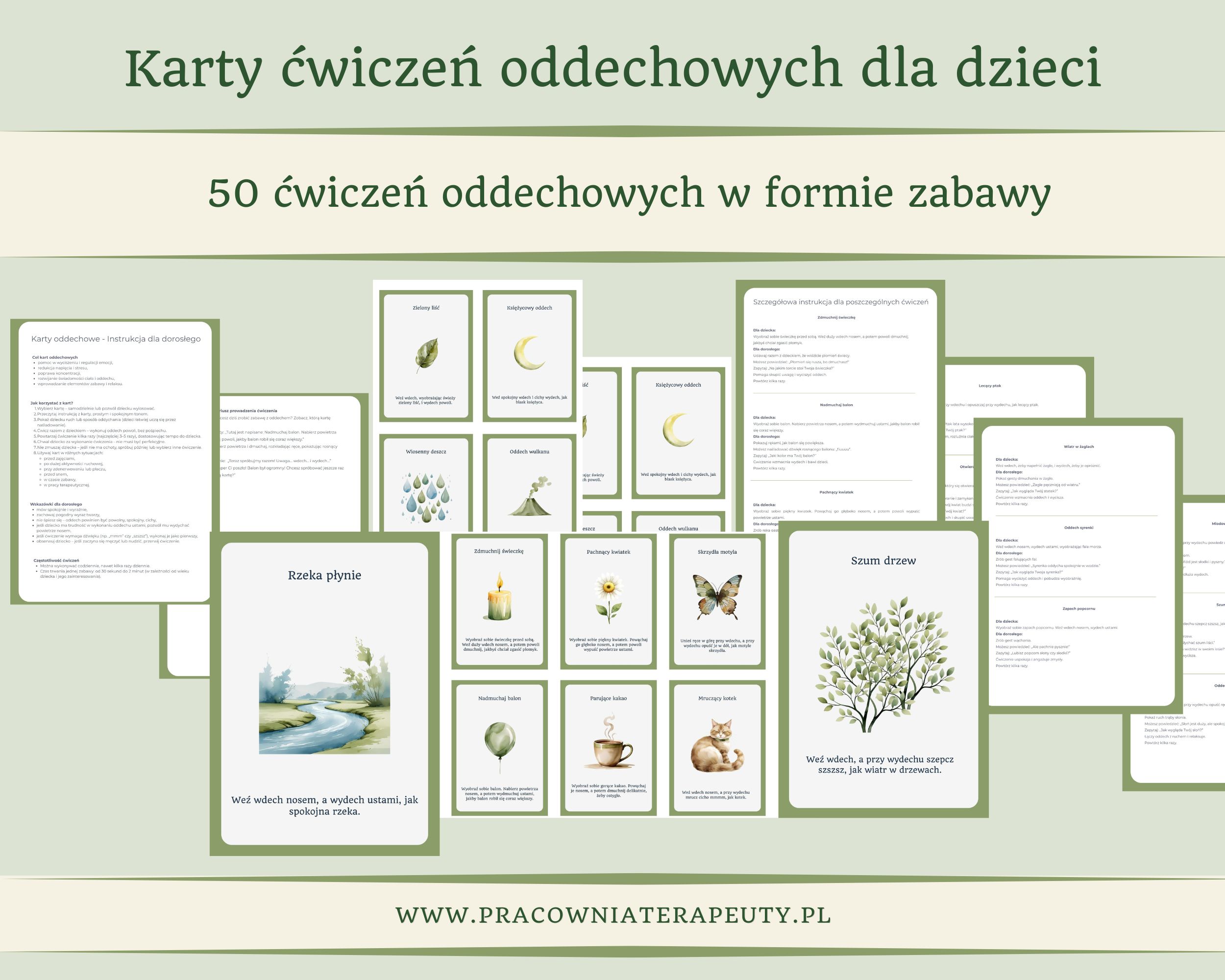 Karty ćwiczeń oddechowych dla dzieci - 50 ćwiczeń w formie zabawy
